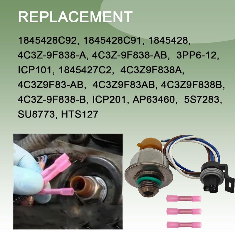 repustor Fuel Injection Pressure Sensor ICP Sensor with Pigtail Kit Compatible with 04-10 6.0L Ford Powerstroke Diesel E-350 E-450 Excursion F-250 F-350 F-450 F-550 F-750 Replace 1845428C92 4C3Z9F838A - Image 5